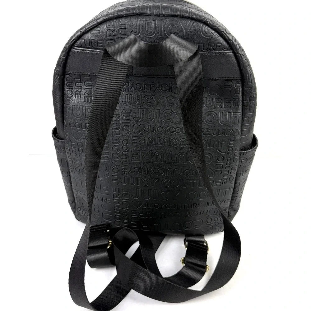 Juicy Couture Word Play Backpack Black Faux Leather Street Wear Chic Handbag New